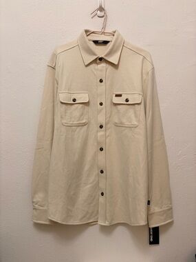 Lands' End Men's Lightweight Knit Shirt Jacket in Cream